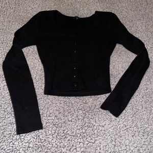 Express long sleeve cropped shirt with buttons